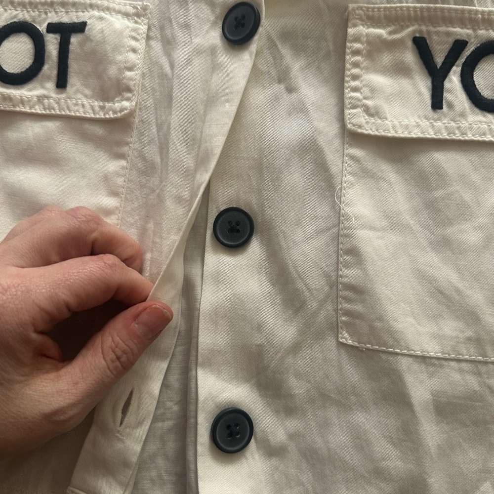 Bershka White Cropped Button-Up Shirt with Black Buttons - Picture 8 of 10